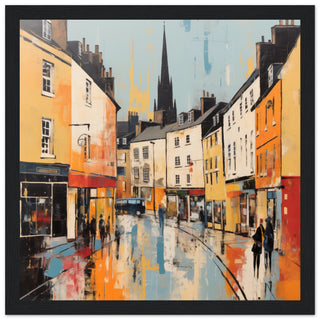 Bath Landscape Abstract Art - Print Room Ltd Dark wood frame 70x70 cm / 28x28"