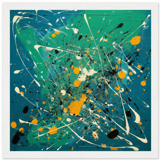 Abstract Art #44 - Pollock Style Black frame 30x30 cm / 12x12"