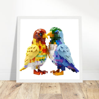 Building Block Birds Art - Print Room Ltd Black frame 70x70 cm / 28x28"
