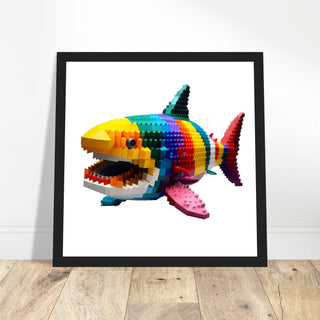Shark Artwork Print - Print Room Ltd Wood frame 50x50 cm / 20x20"