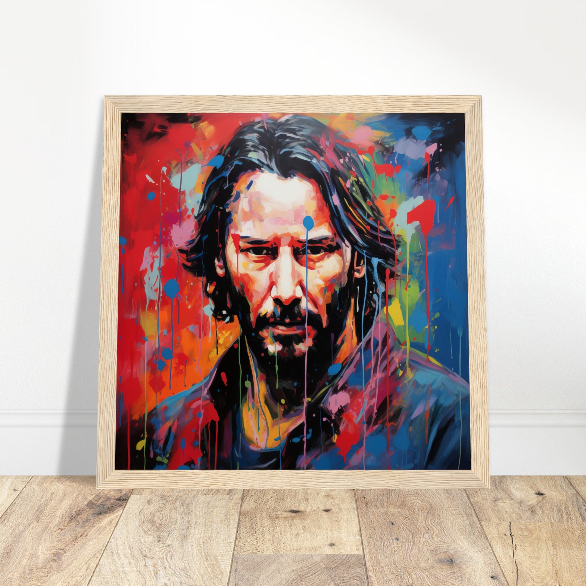 Keanu Reeves Pop Art - Print Room Ltd Wood frame 30x30 cm / 12x12"