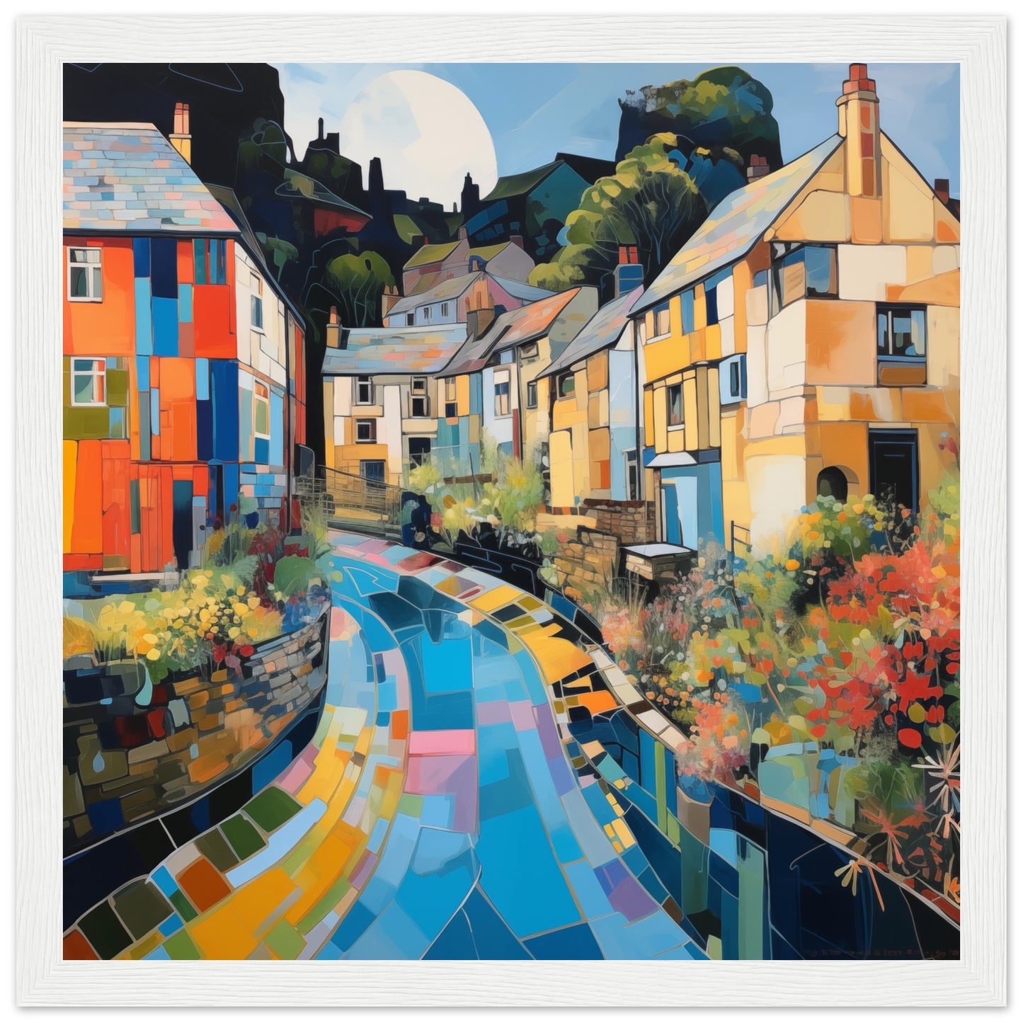 Oxfordshire Landscape Art - Print Room Ltd Dark wood frame 70x70 cm / 28x28"