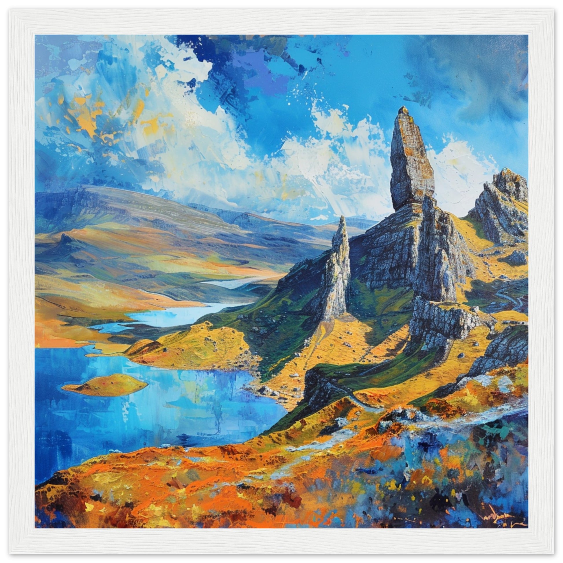 Isle of Skye’s Old Man of Storr: Highland Majesty white framed art print | By Print Room Ltd