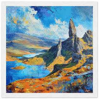 Isle of Skye’s Old Man of Storr: Highland Majesty white framed art print | By Print Room Ltd
