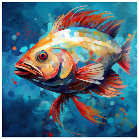 Sea Bass Artwork - Print Room Ltd No Frame Selected 70x70 cm / 28x28"