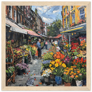 Vibrancy of Columbia Road Flower Market wood framed art print | By Print Room Ltd
