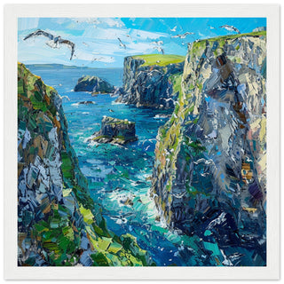 Coastal Serenity at Carrick-a-Rede wood framed art print | By Print Room Ltd