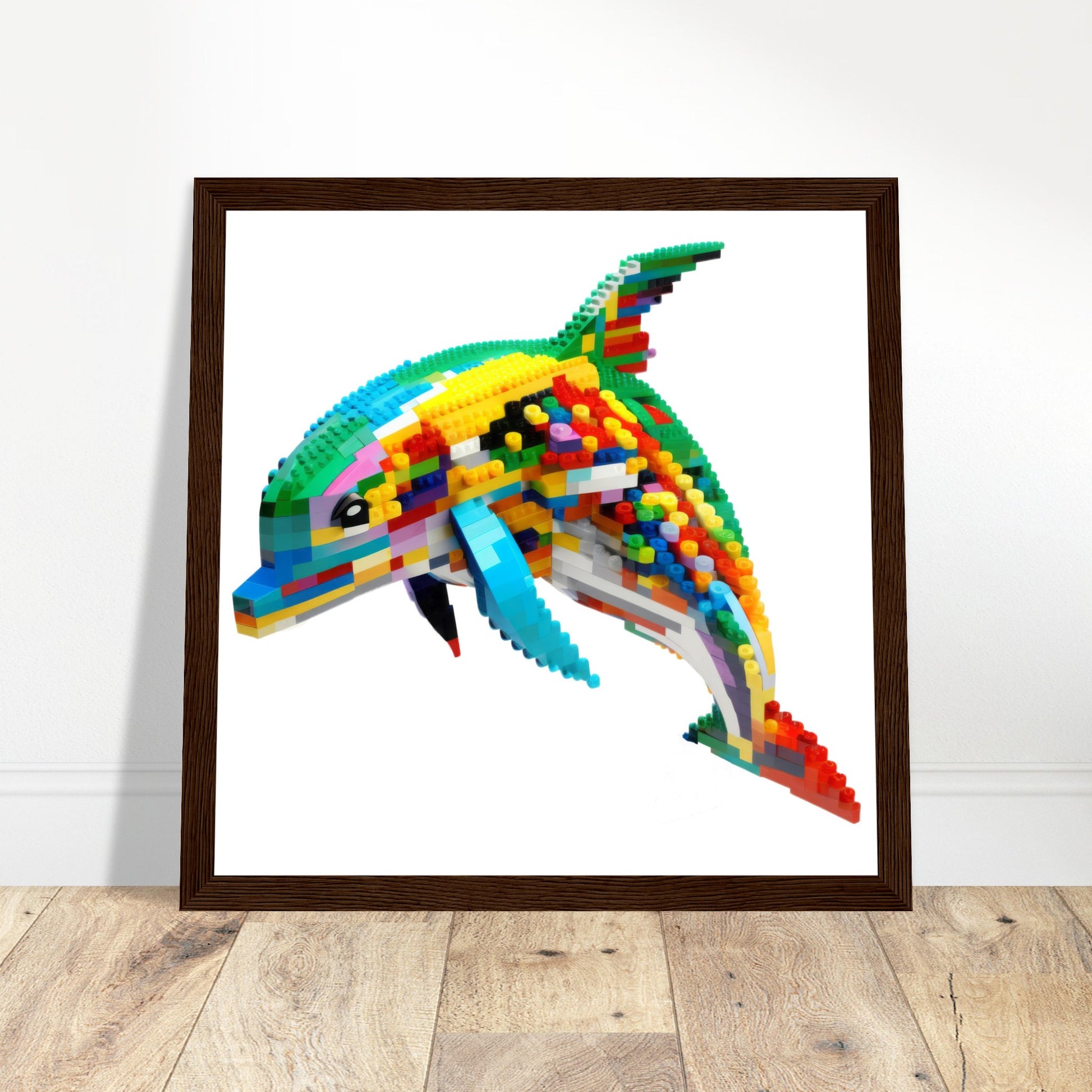 Dolphin Artwork - Print Room Ltd Black frame 50x50 cm / 20x20"
