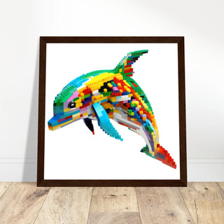 Dolphin Artwork - Print Room Ltd Black frame 50x50 cm / 20x20"