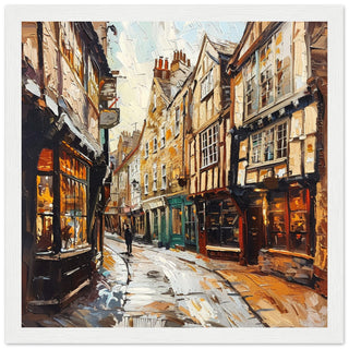 York’s Shambles Street: A Historical Walk dark white framed art print | By Print Room Ltd