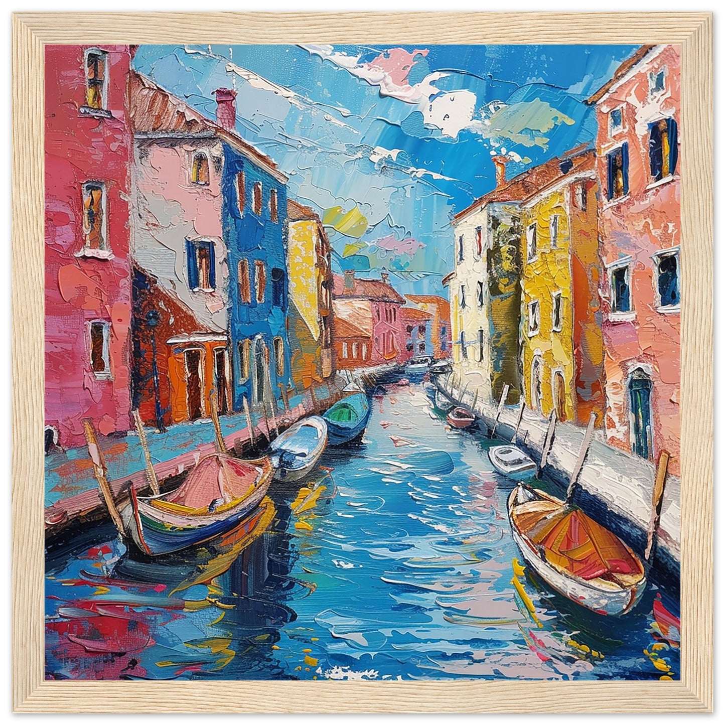 Venetian Vibrance: Murano's Canal Palette wood framed art print | by Print Room Ltd