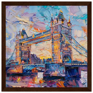  Tower Bridge in Oil - dark wood framed artwork print | By Print Room Ltd
