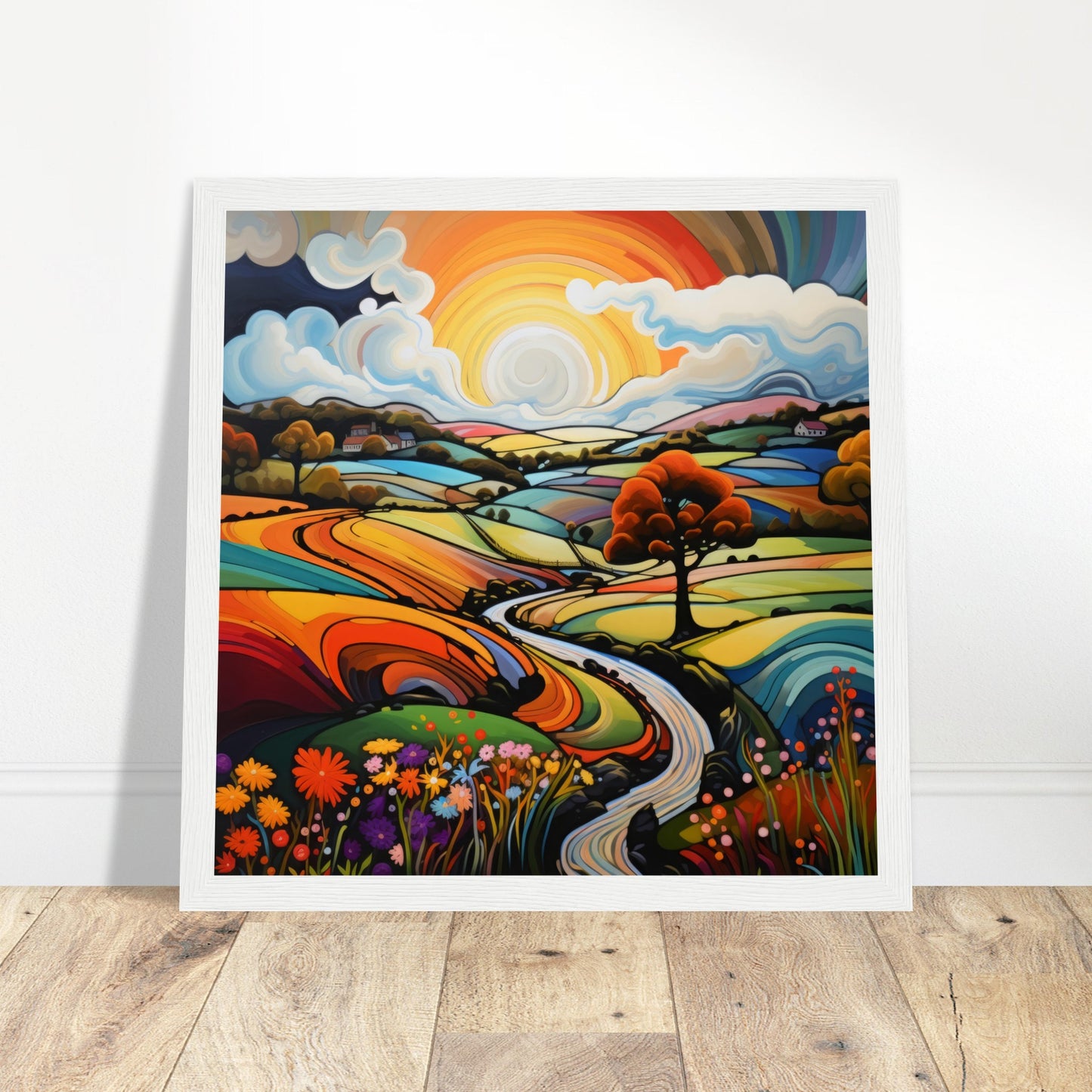 British Landscape Portrait - Print Room Ltd Dark wood frame 70x70 cm / 28x28"